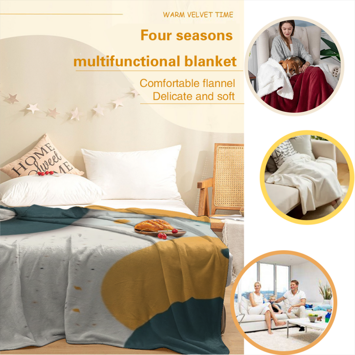 Terracotta Petal Statement Pattern All-Season Flannel Blanket