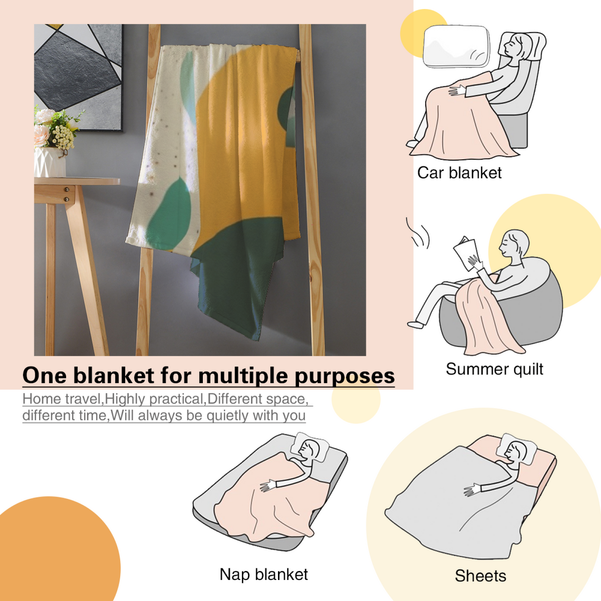 Terracotta Petal Statement Pattern All-Season Flannel Blanket