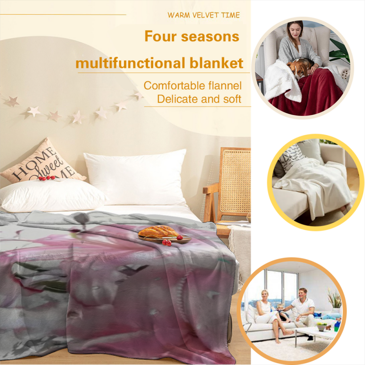 Sunwashed Nectar Pastel Multicolor Modern Art Decorative Flannel Blanket