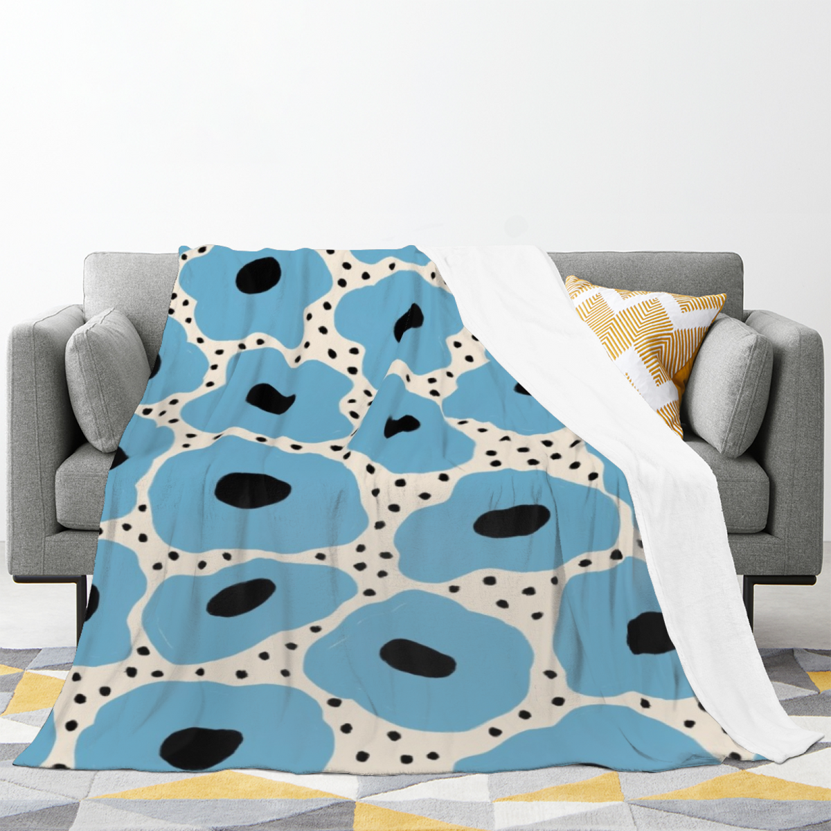Luminous Orchard Expressive Print Flannel Sofa Throw in Dusty Lilac