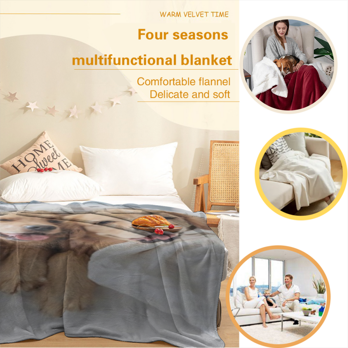 Decorative Soft Neutral Fern Story Cozy Flannel Bed Blanket