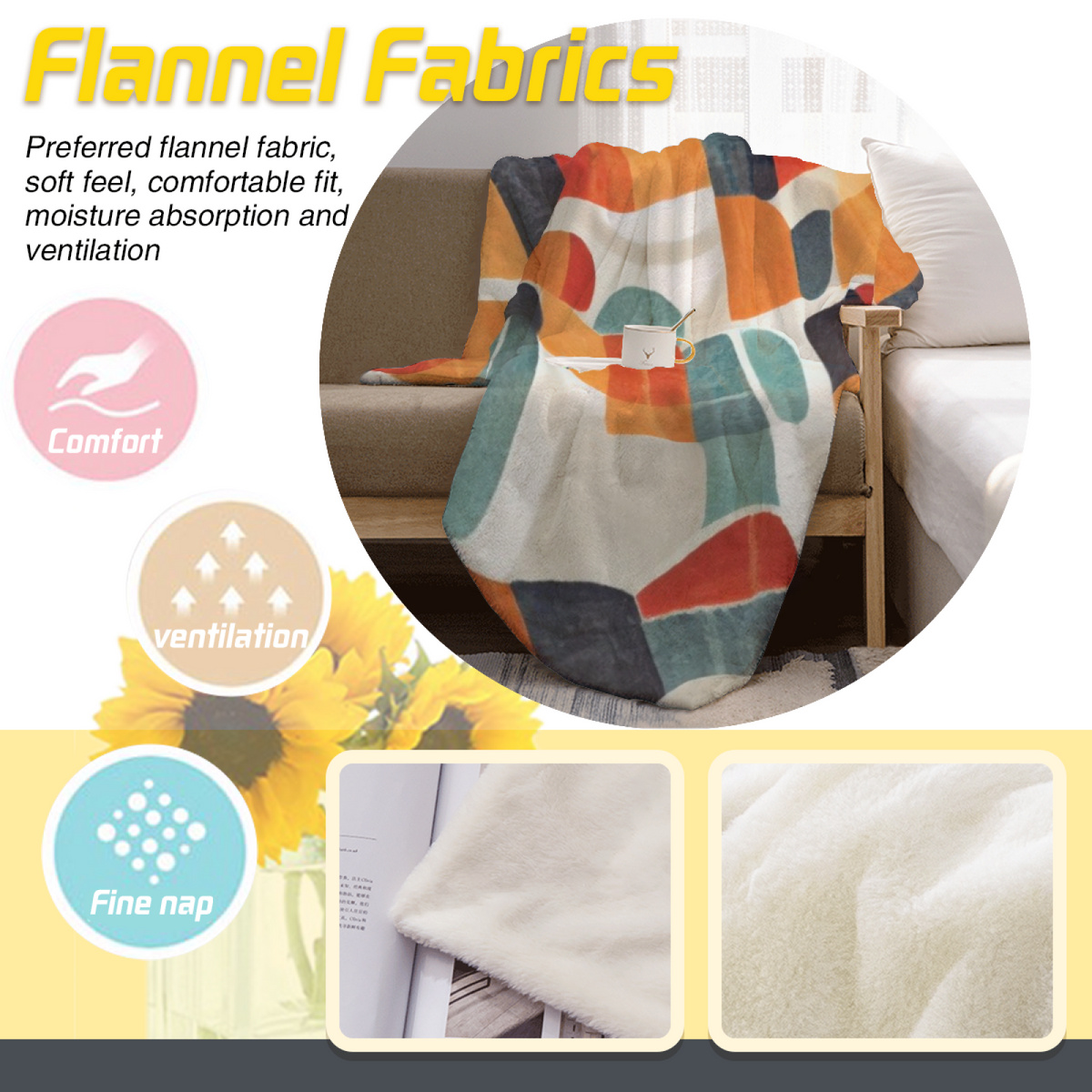 Decorative Flannel Blanket with Electric Jubilee Cozy Cottage Artwork