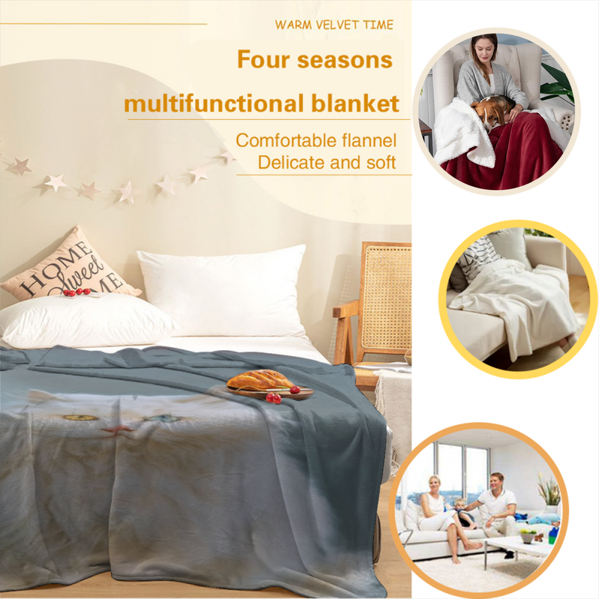 Terracotta Vista Soft Neutral Statement Decorative Flannel Blanket