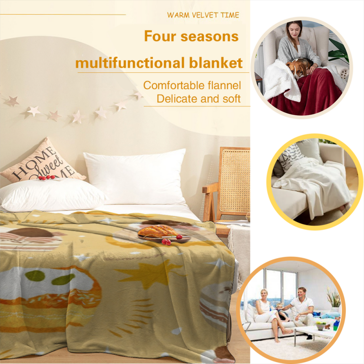 Fern Mosaic Pastel Multicolor Decorative Lightweight Flannel Throw