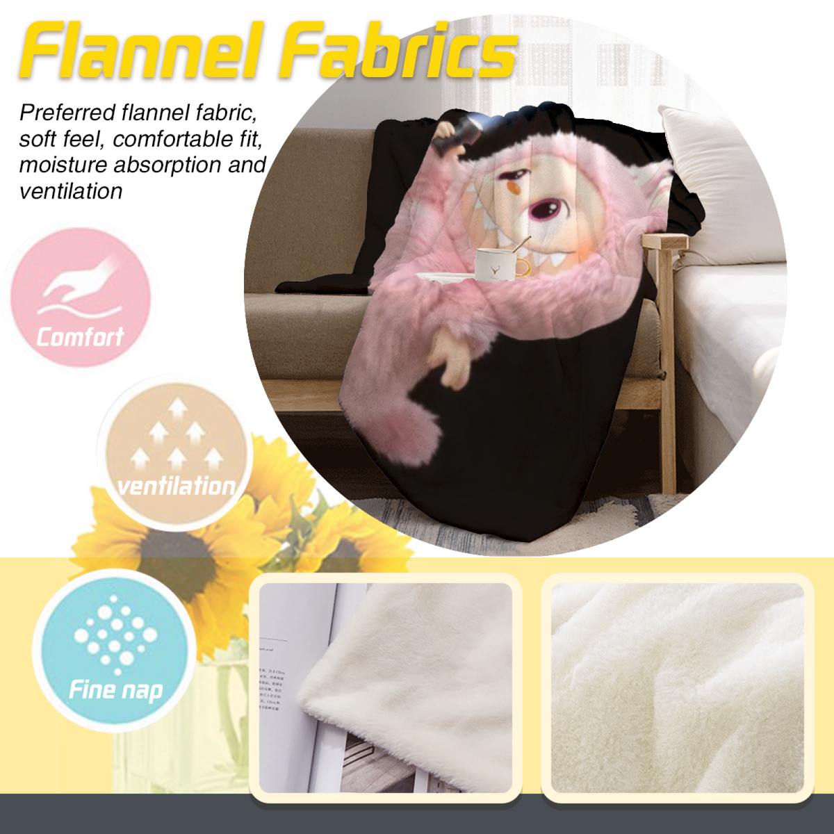 Pastel Multicolor Whimsical Decor Plush Flannel Throw ¨C Festival Harbor Edition