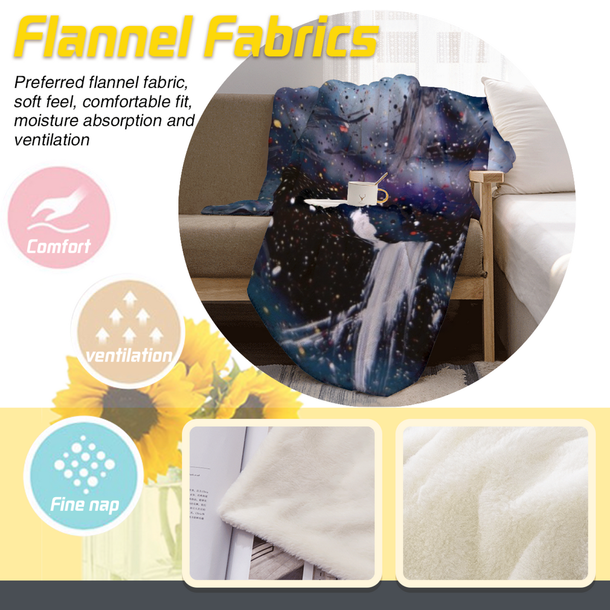 Meadow Reverie Soft Neutral Expressive Cozy Flannel Bed Blanket