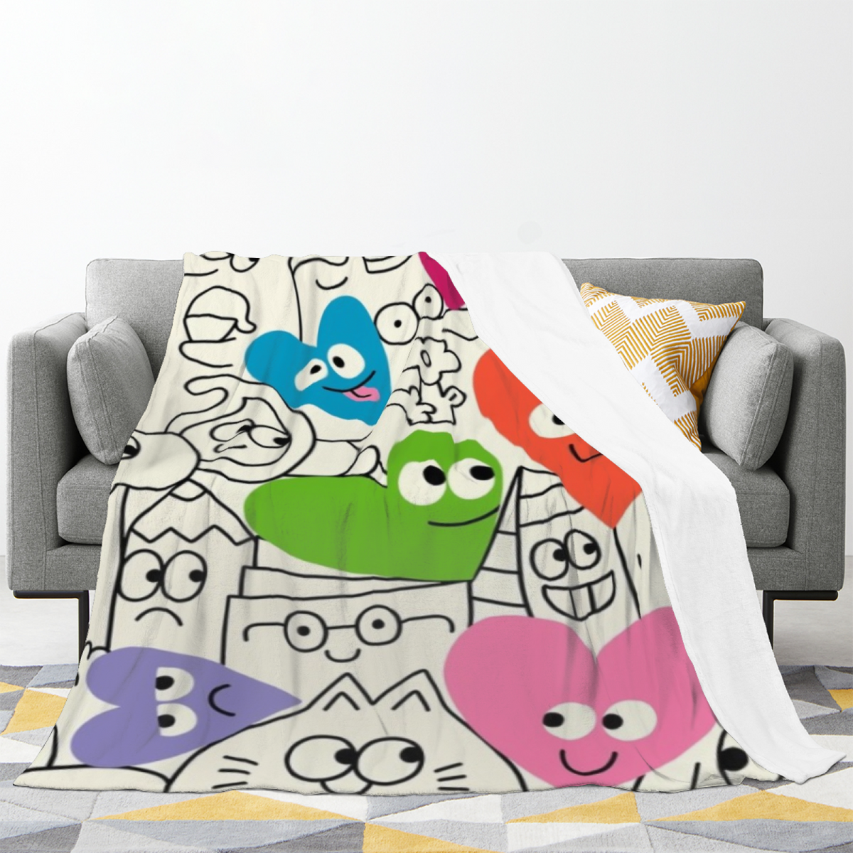 Soft Neutral Whimsical Decor Plush Flannel Throw ¨C Breezy Atlas Edition