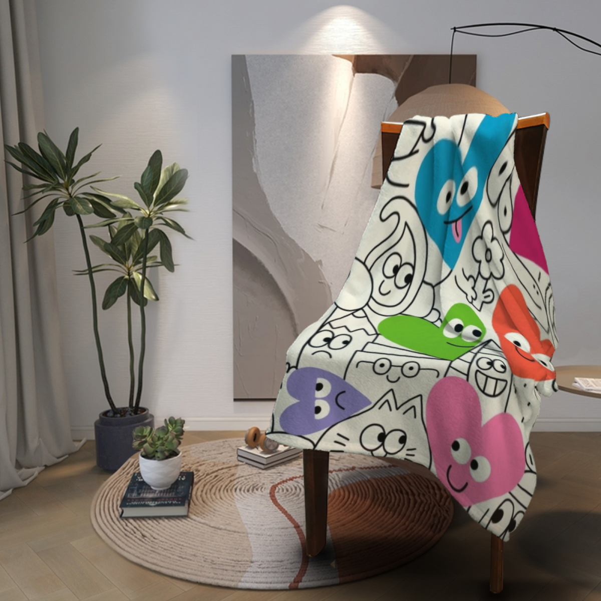 Soft Neutral Whimsical Decor Plush Flannel Throw ¨C Breezy Atlas Edition