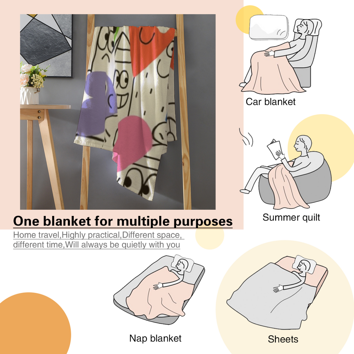 Soft Neutral Whimsical Decor Plush Flannel Throw ¨C Breezy Atlas Edition