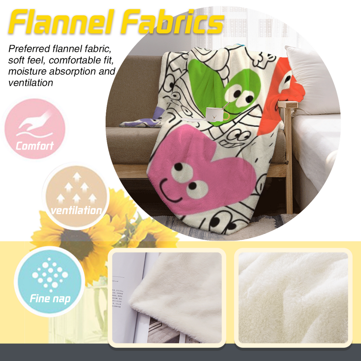 Soft Neutral Whimsical Decor Plush Flannel Throw ¨C Breezy Atlas Edition