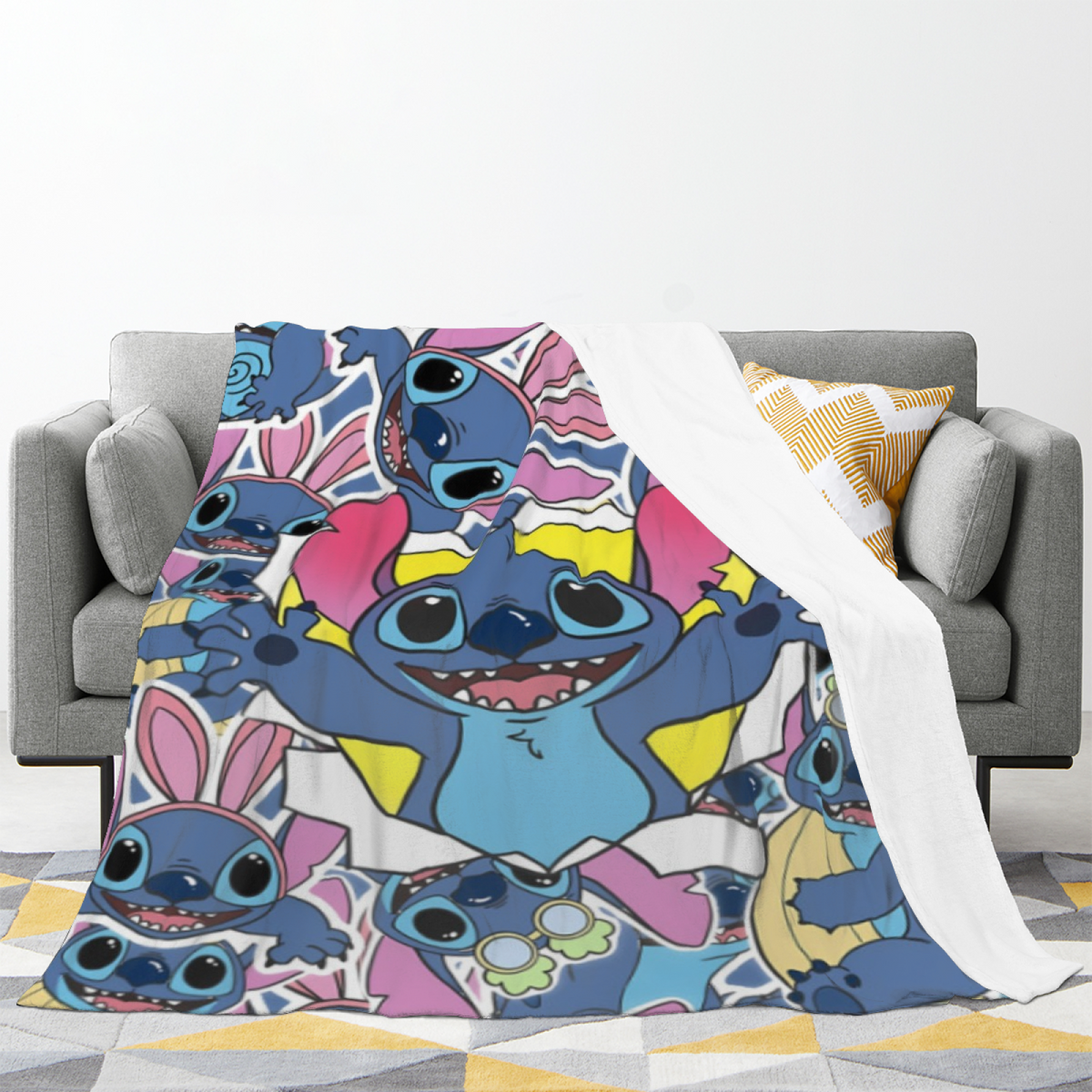 Colorful Space Creature Collage All-Season Flannel Blanket