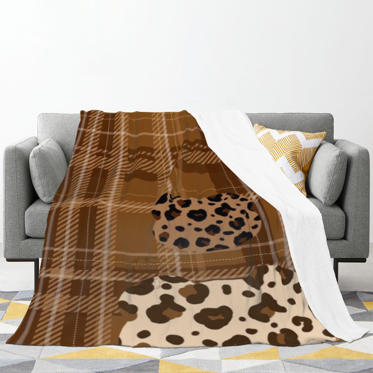 Golden Kaleidoscope Earthy Multicolor Art Cozy Flannel Bed Blanket