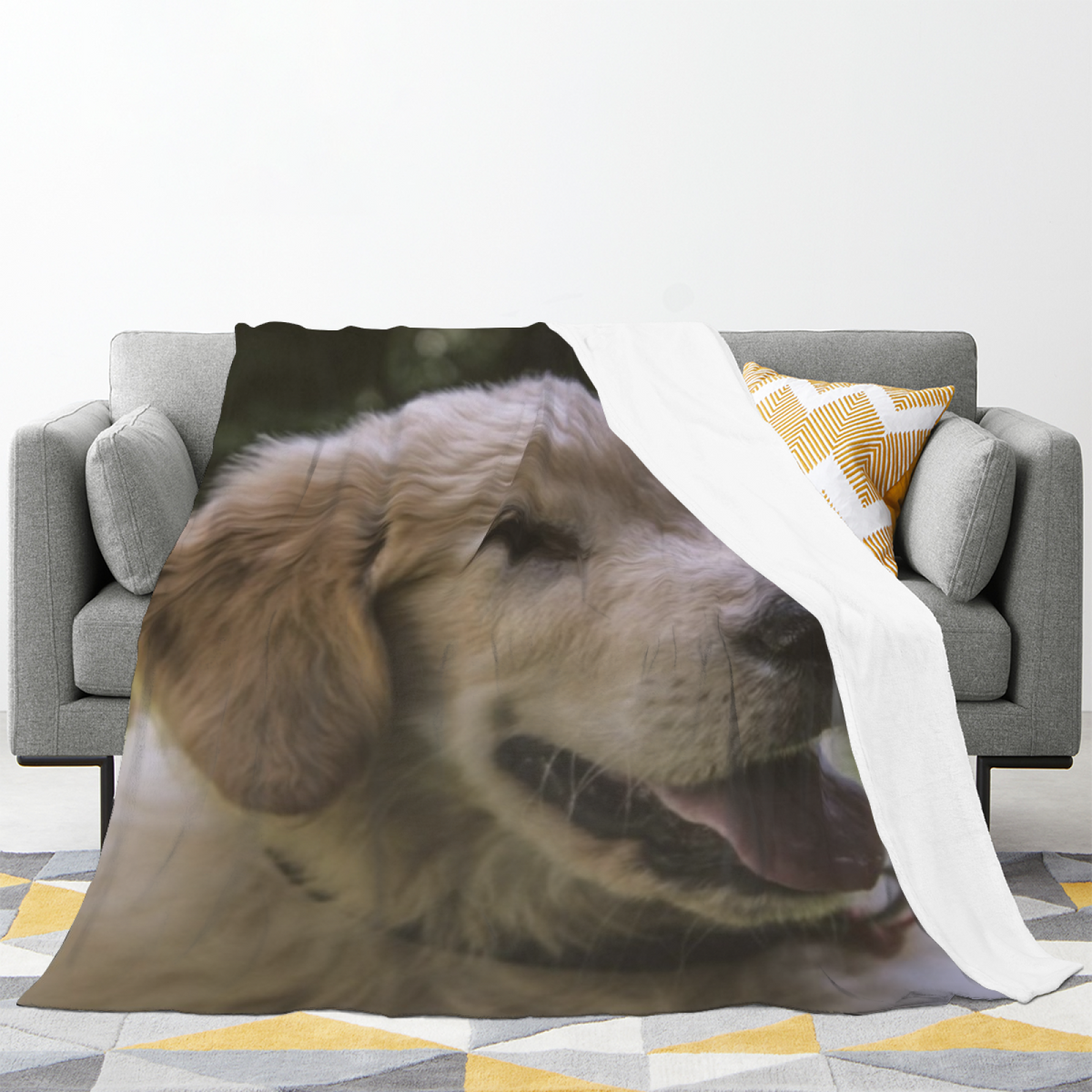 Statement Soft Neutral Golden Sketch All-Season Flannel Blanket