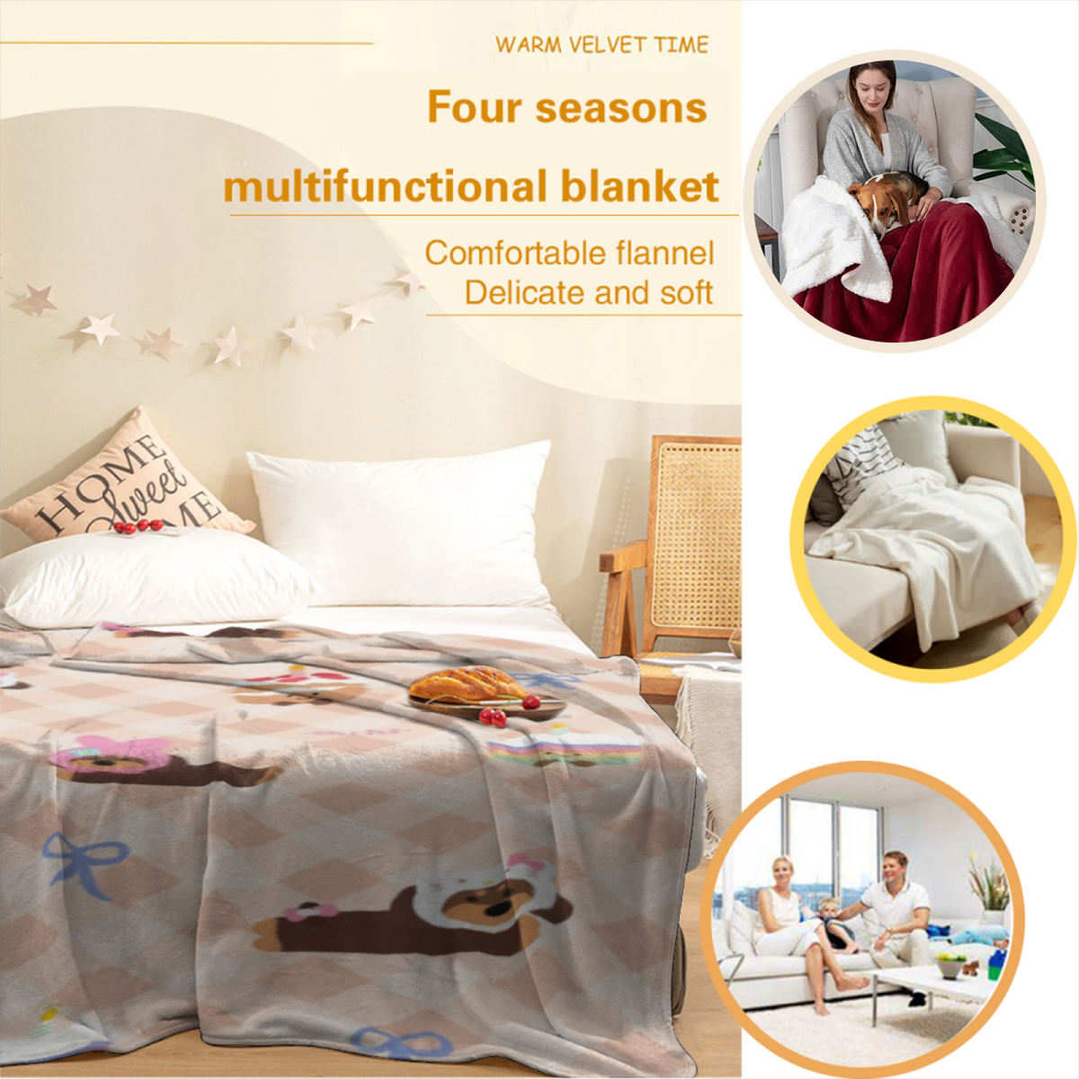 Misty Ripple Pastel Multicolor Modern Art Decorative Flannel Blanket