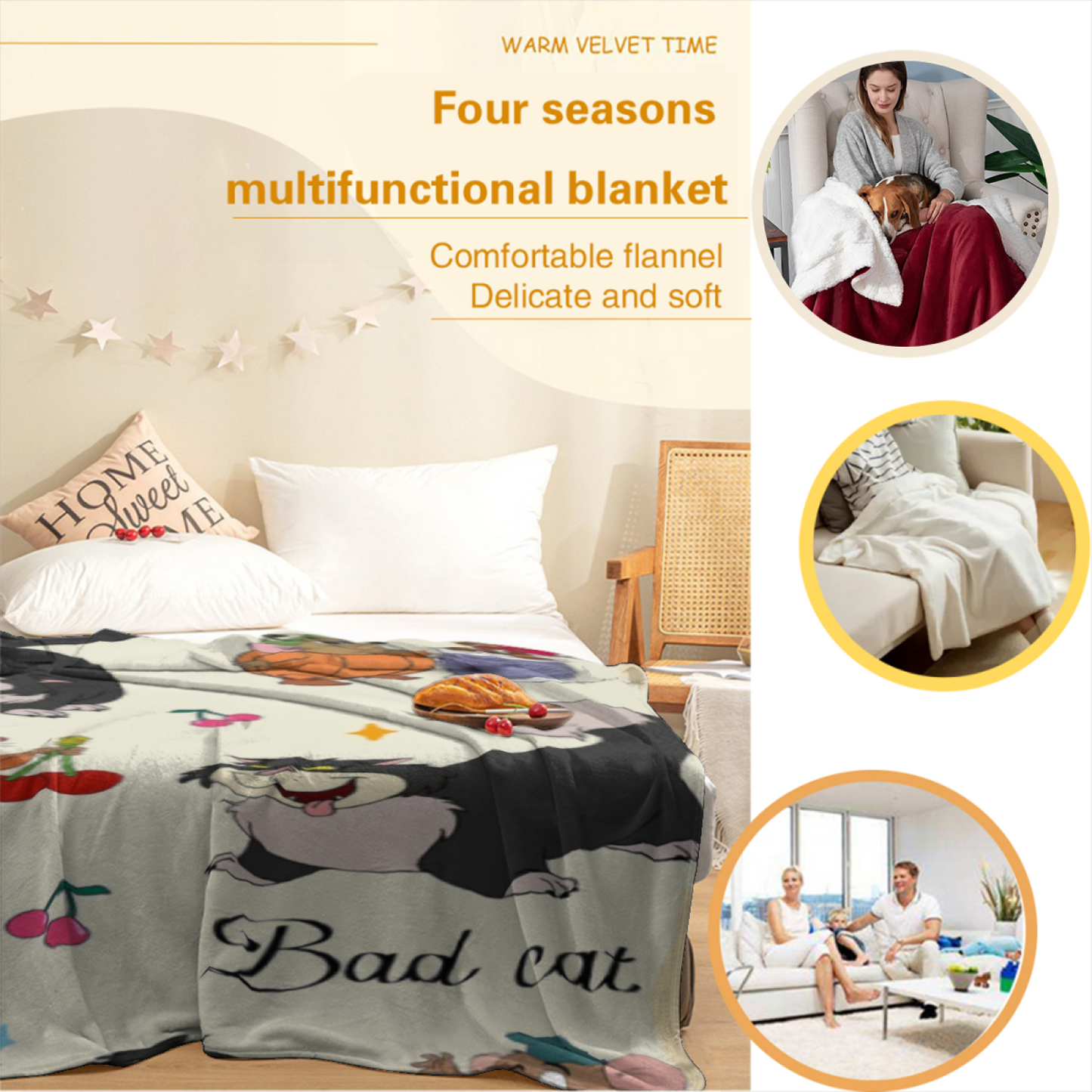 Modern Decorative Graphic Throw Blanket ¨C Artistic Colorful Cozy Blanket
