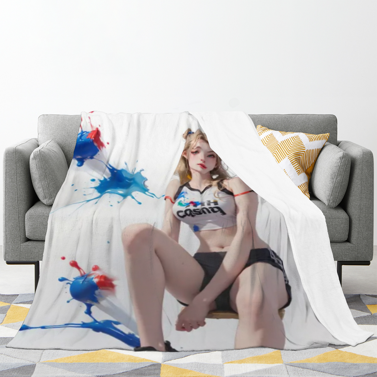 Frosted Rhapsody Muted Sage Art Flannel Throw Blanket