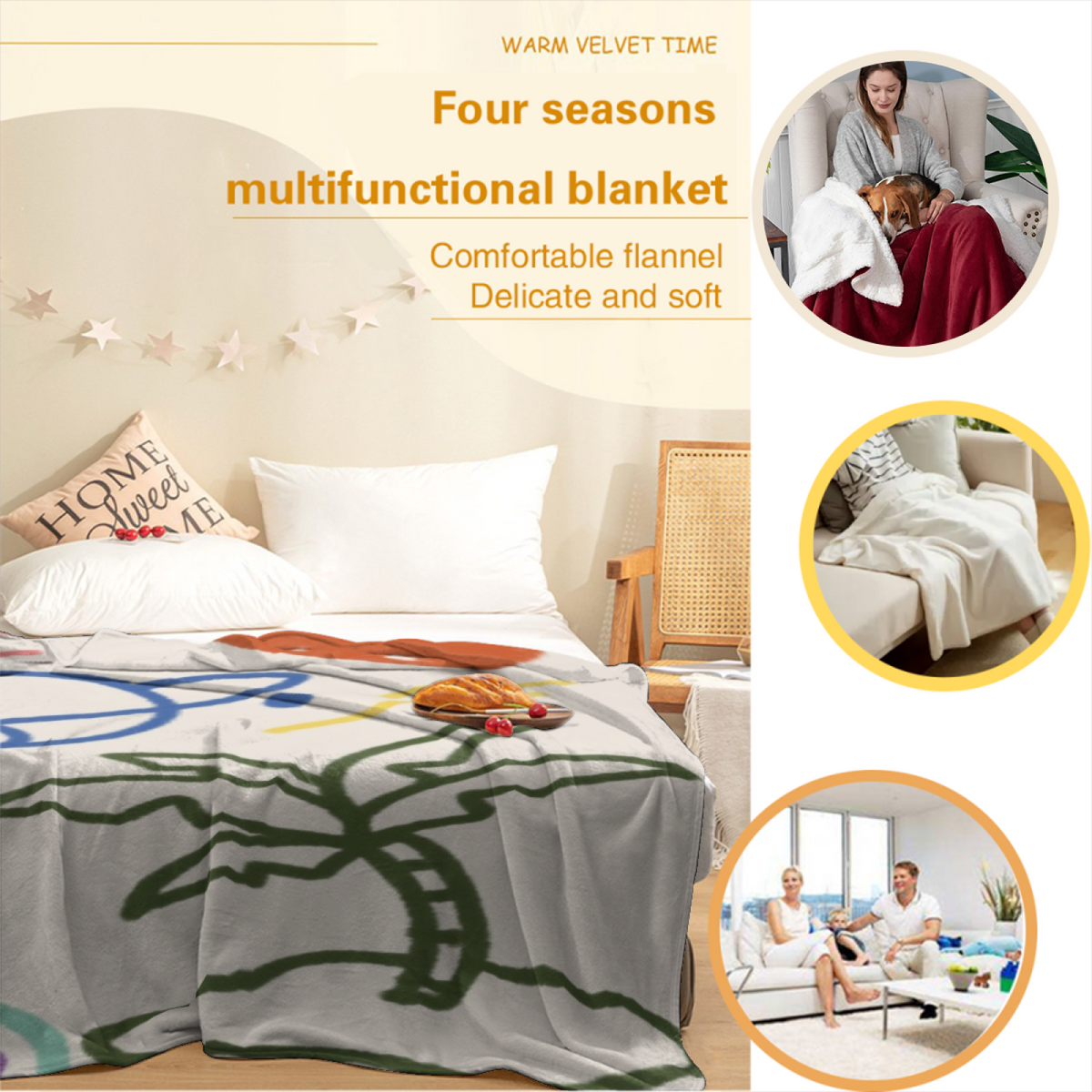 Artistic Ivory Amber Charm Soft Flannel Blanket