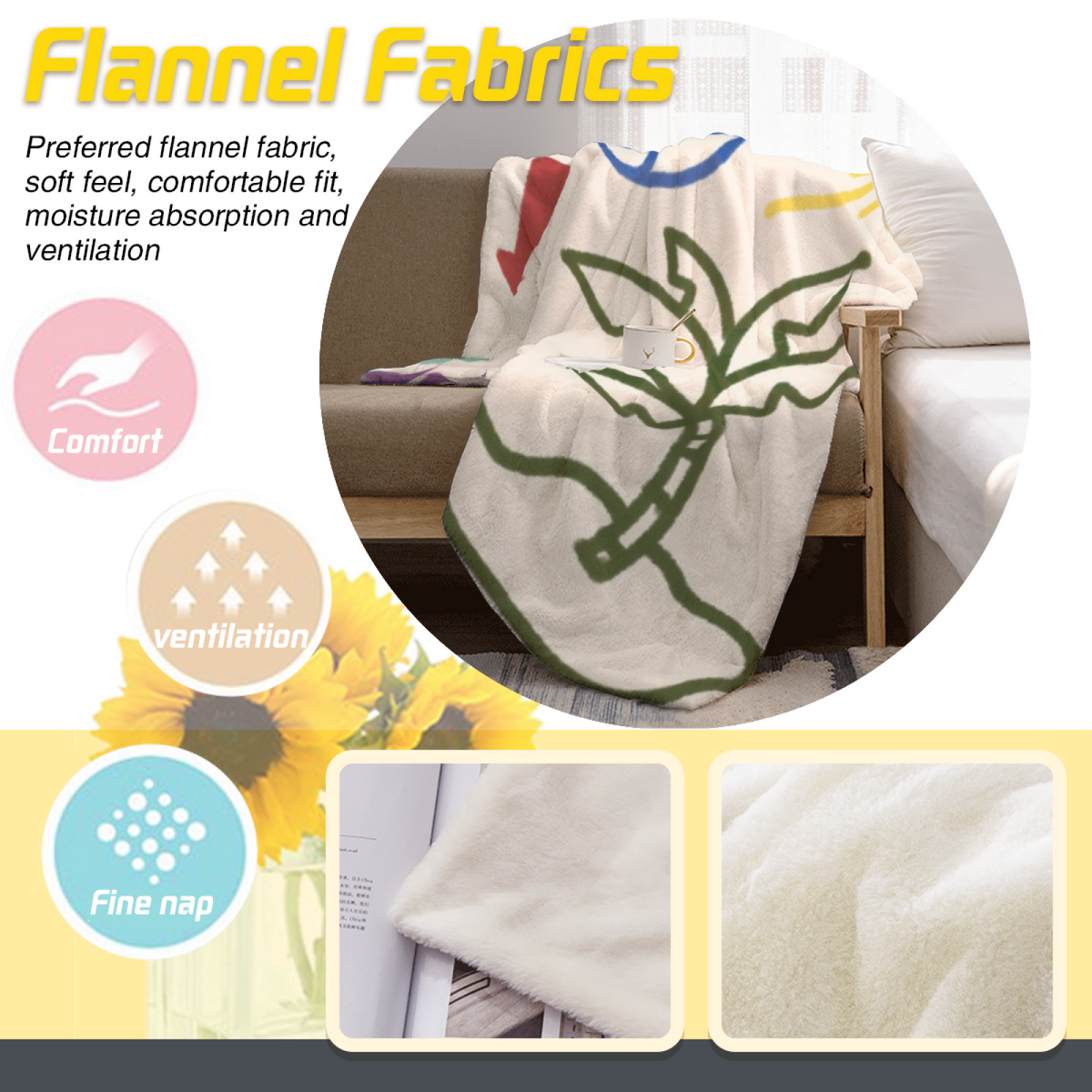 Artistic Ivory Amber Charm Soft Flannel Blanket