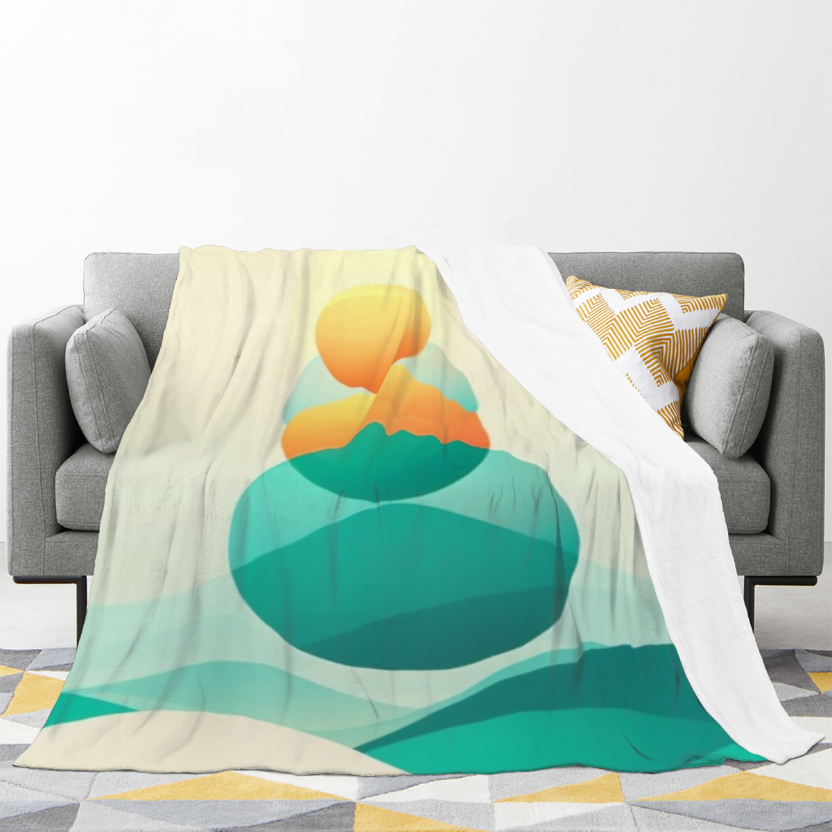 Decorative Ivory Fern Echo Lightweight Flannel Throw