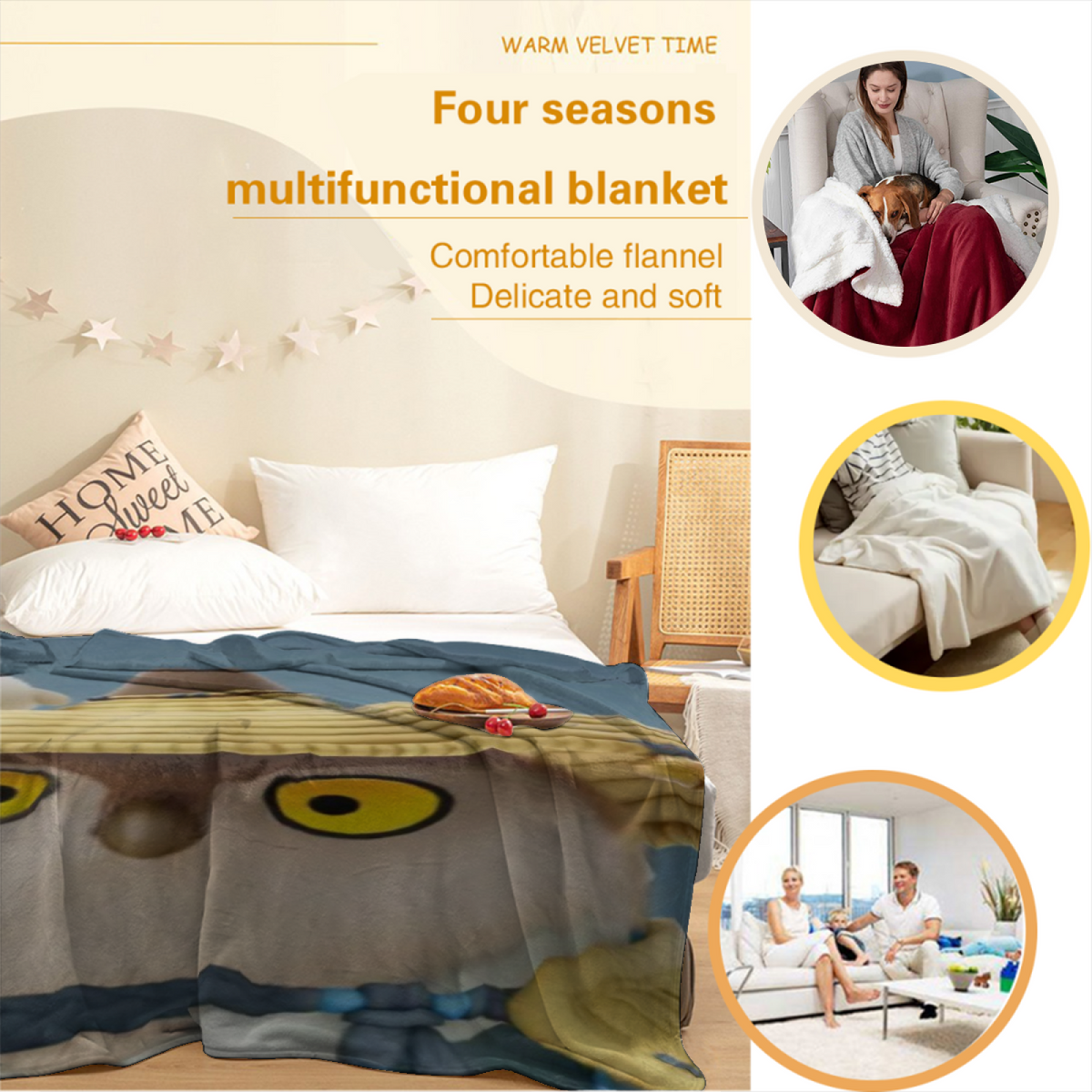 Eclectic Design Luminous Daydream Warm Coral Flannel Sofa Throw