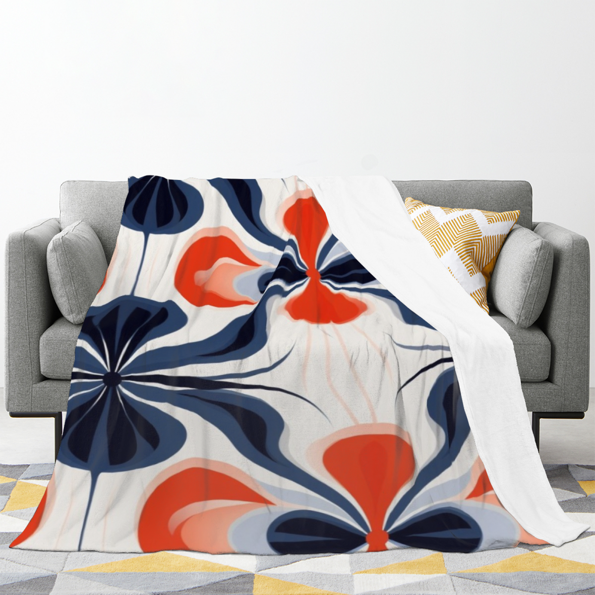Aurora Fable Soft Neutral Modern Art Flannel Throw Blanket