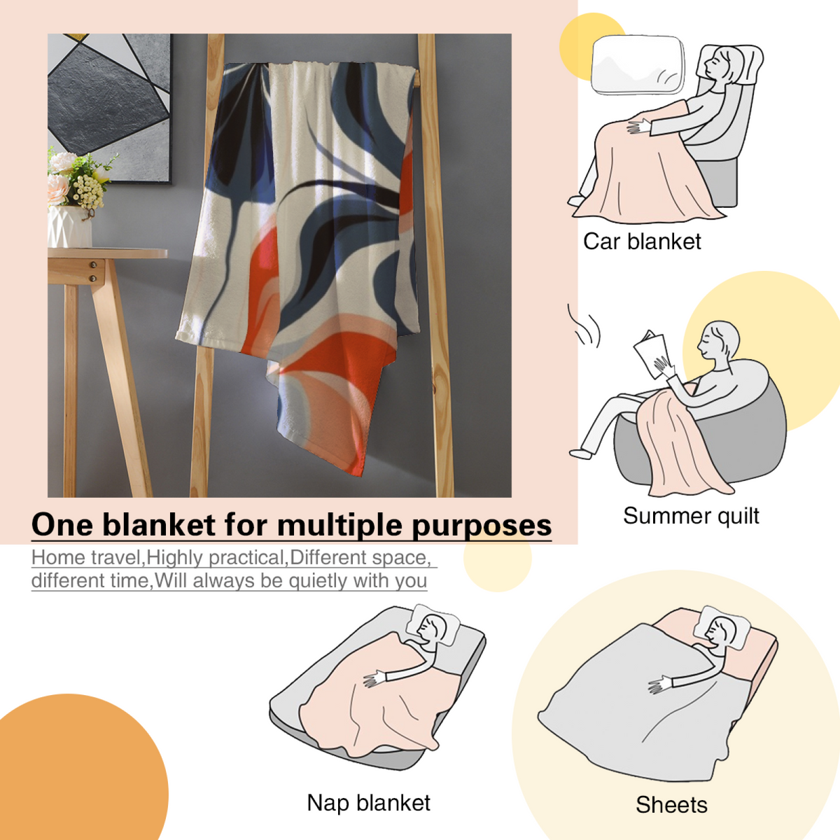 Aurora Fable Soft Neutral Modern Art Flannel Throw Blanket