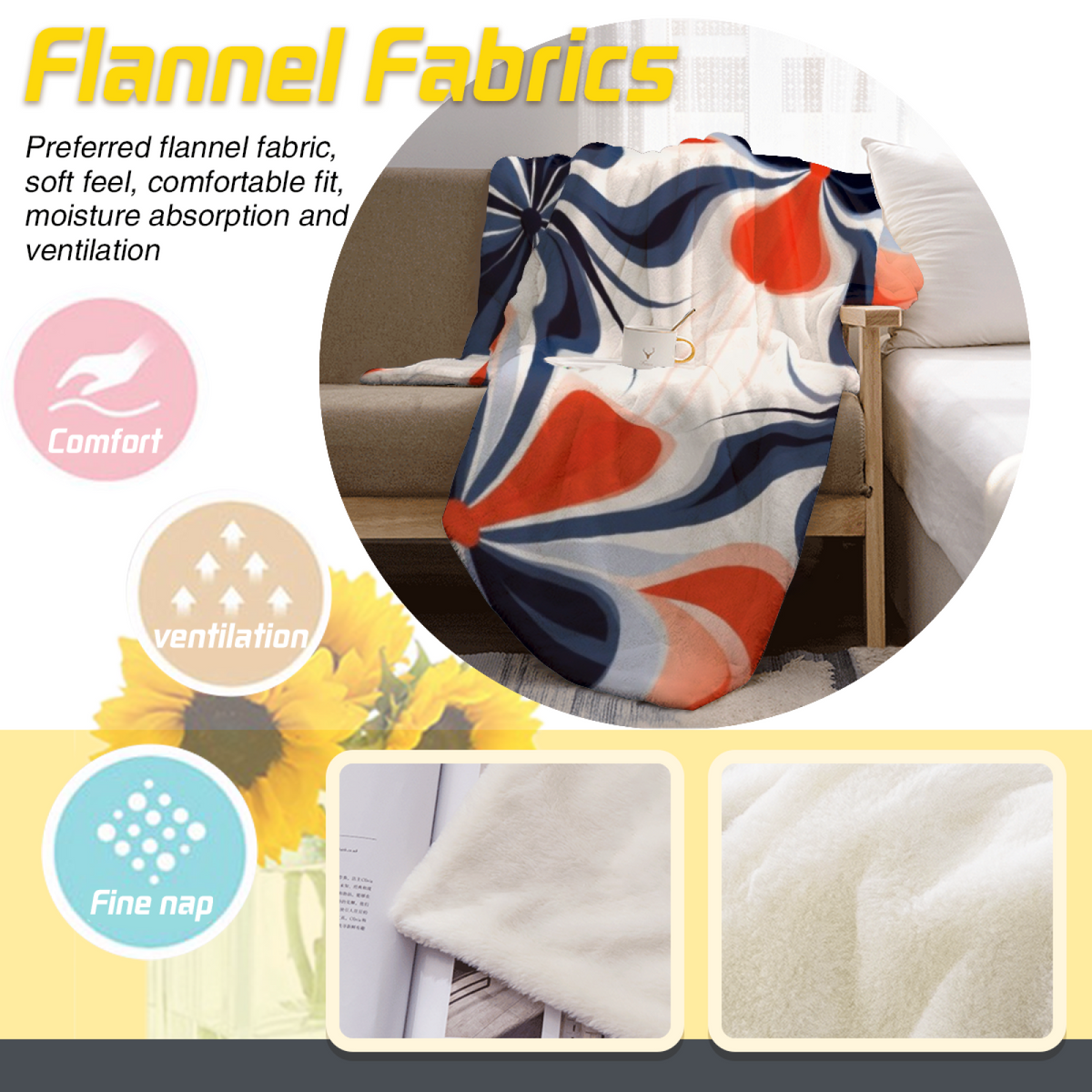 Aurora Fable Soft Neutral Modern Art Flannel Throw Blanket