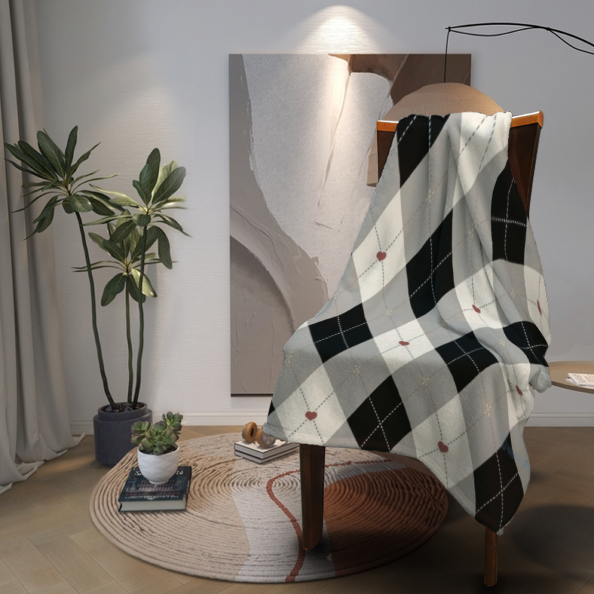 Artistic Soft Neutral Lagoon Kaleidoscope Flannel Throw Blanket
