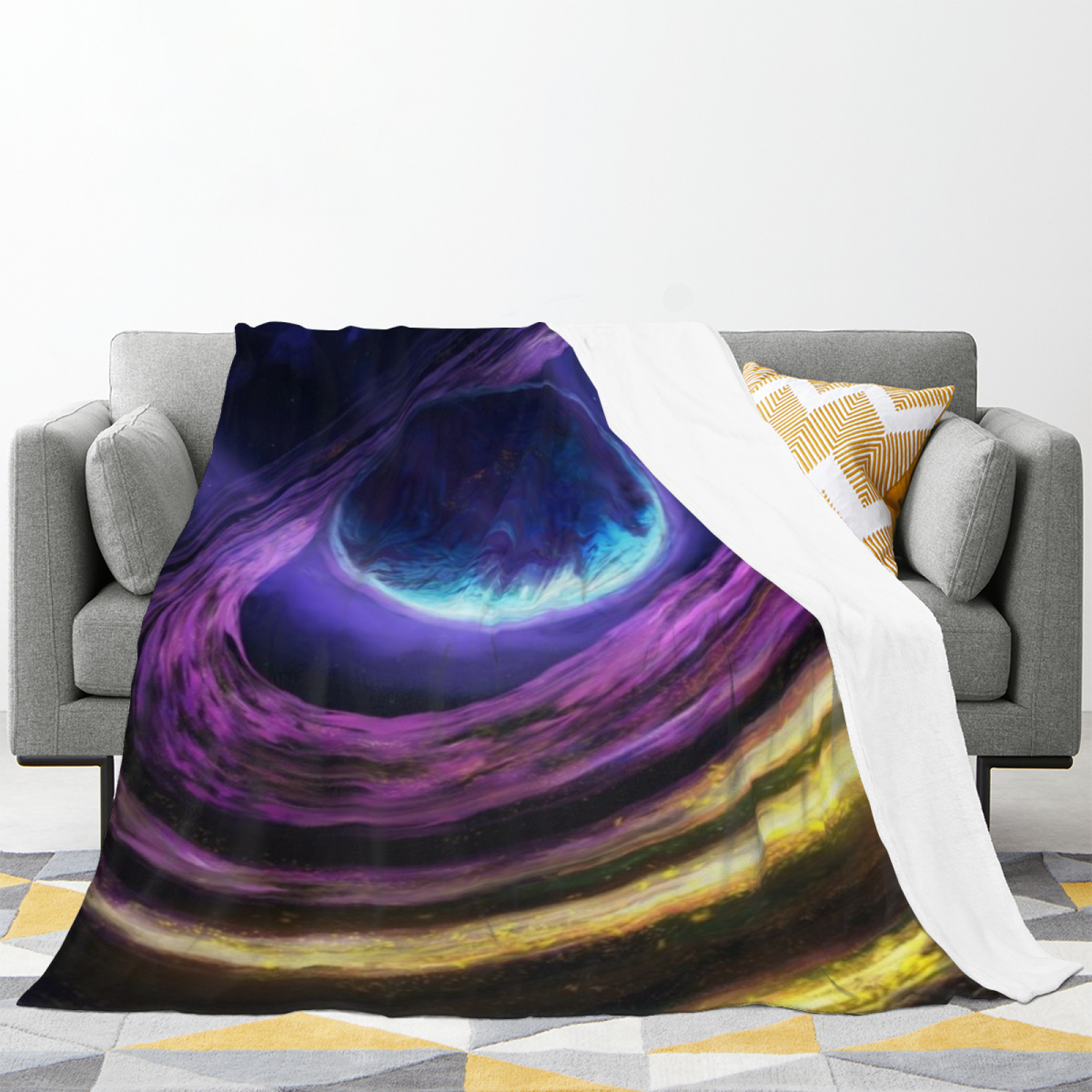 Starlit Prism Inspired Flannel Sofa Throw ¨C Soft Neutral Palette