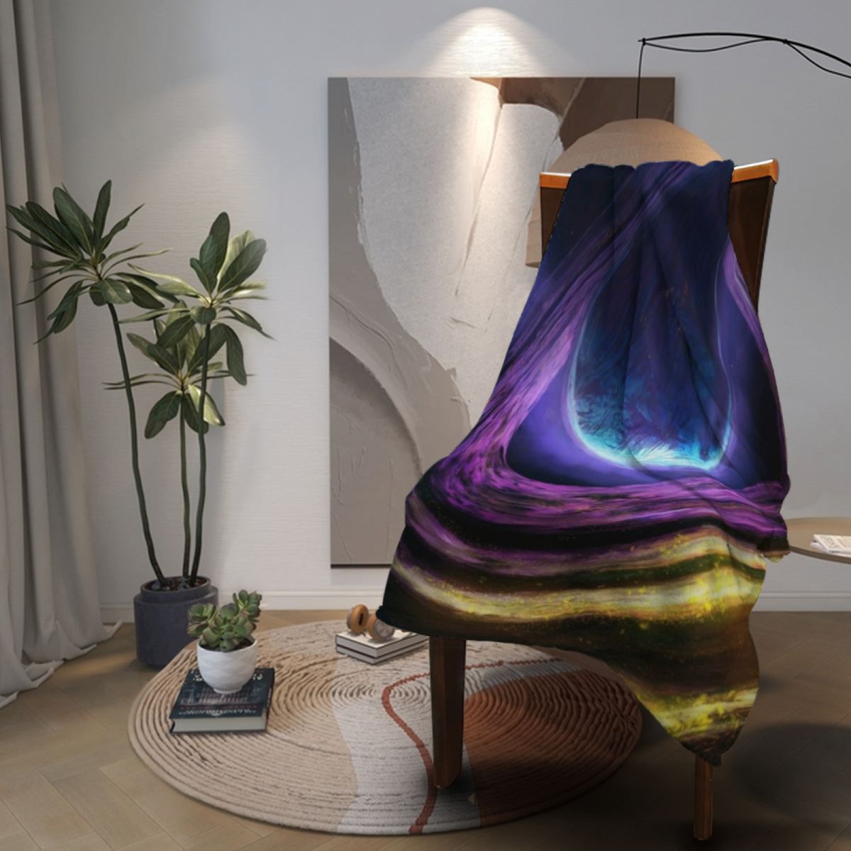Starlit Prism Inspired Flannel Sofa Throw ¨C Soft Neutral Palette