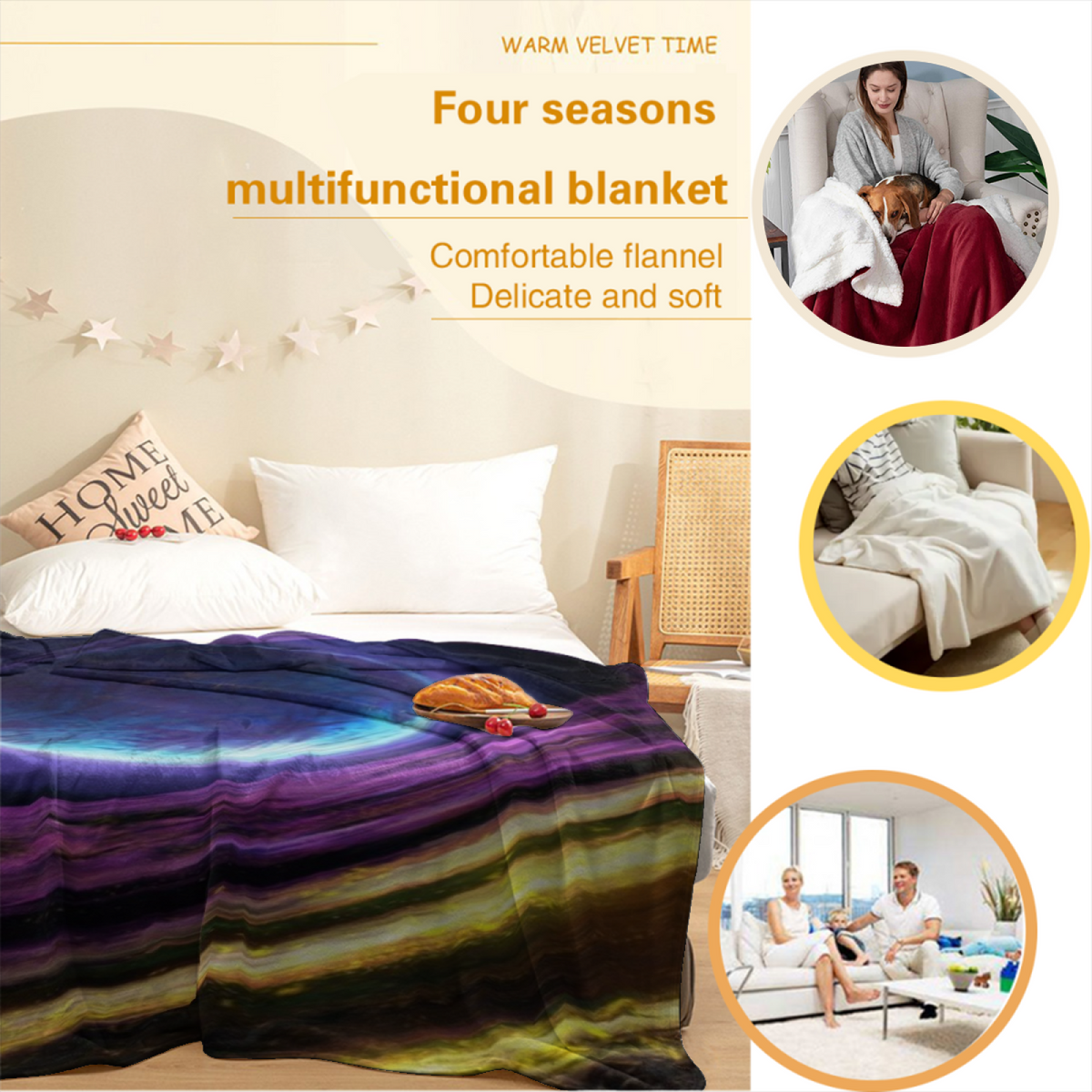 Starlit Prism Inspired Flannel Sofa Throw ¨C Soft Neutral Palette