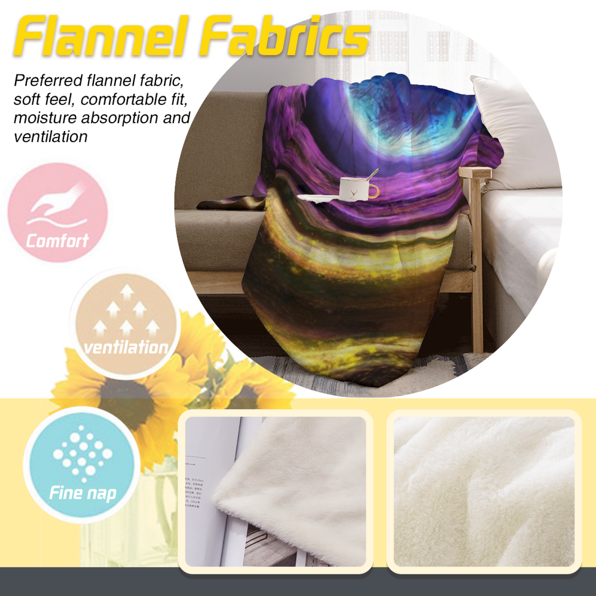 Starlit Prism Inspired Flannel Sofa Throw ¨C Soft Neutral Palette