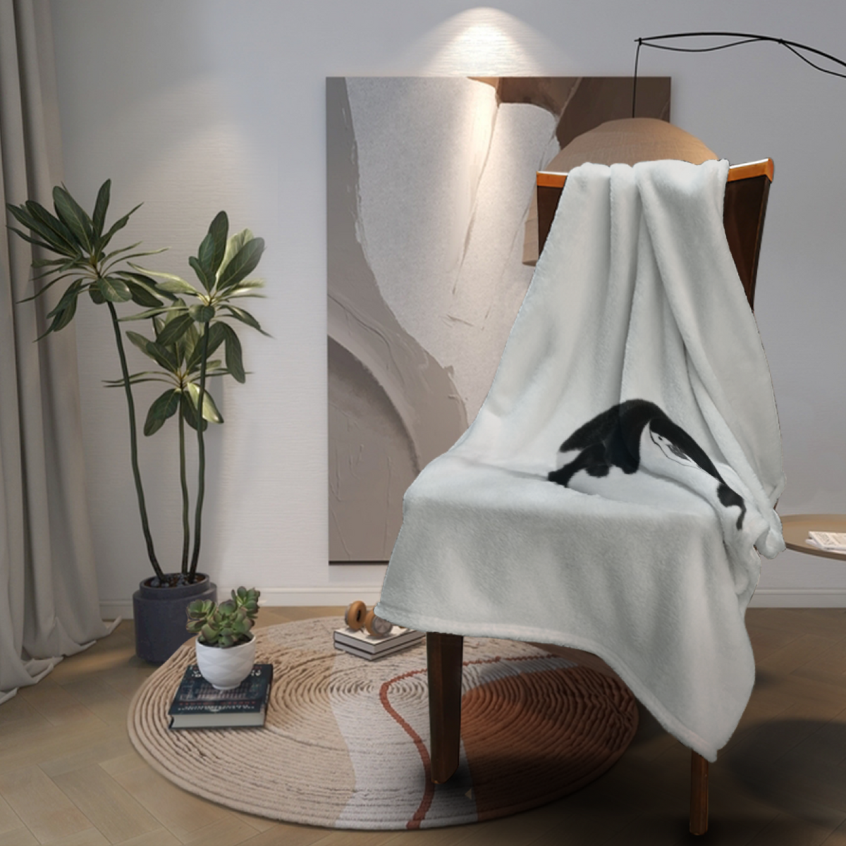 Lagoon Tapestry Ivory Art All-Season Flannel Blanket