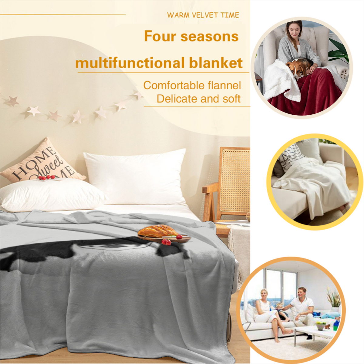 Lagoon Tapestry Ivory Art All-Season Flannel Blanket