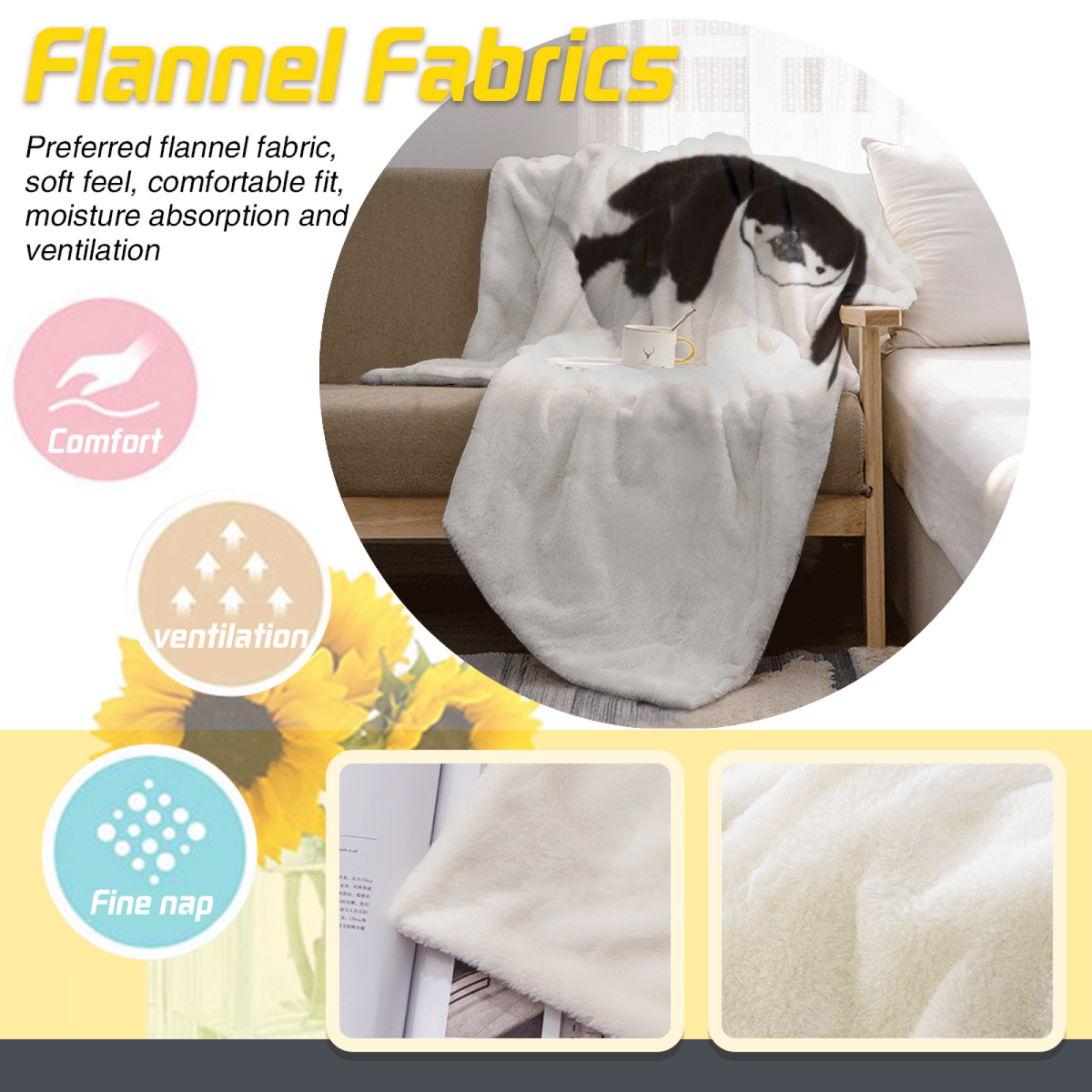 Lagoon Tapestry Ivory Art All-Season Flannel Blanket