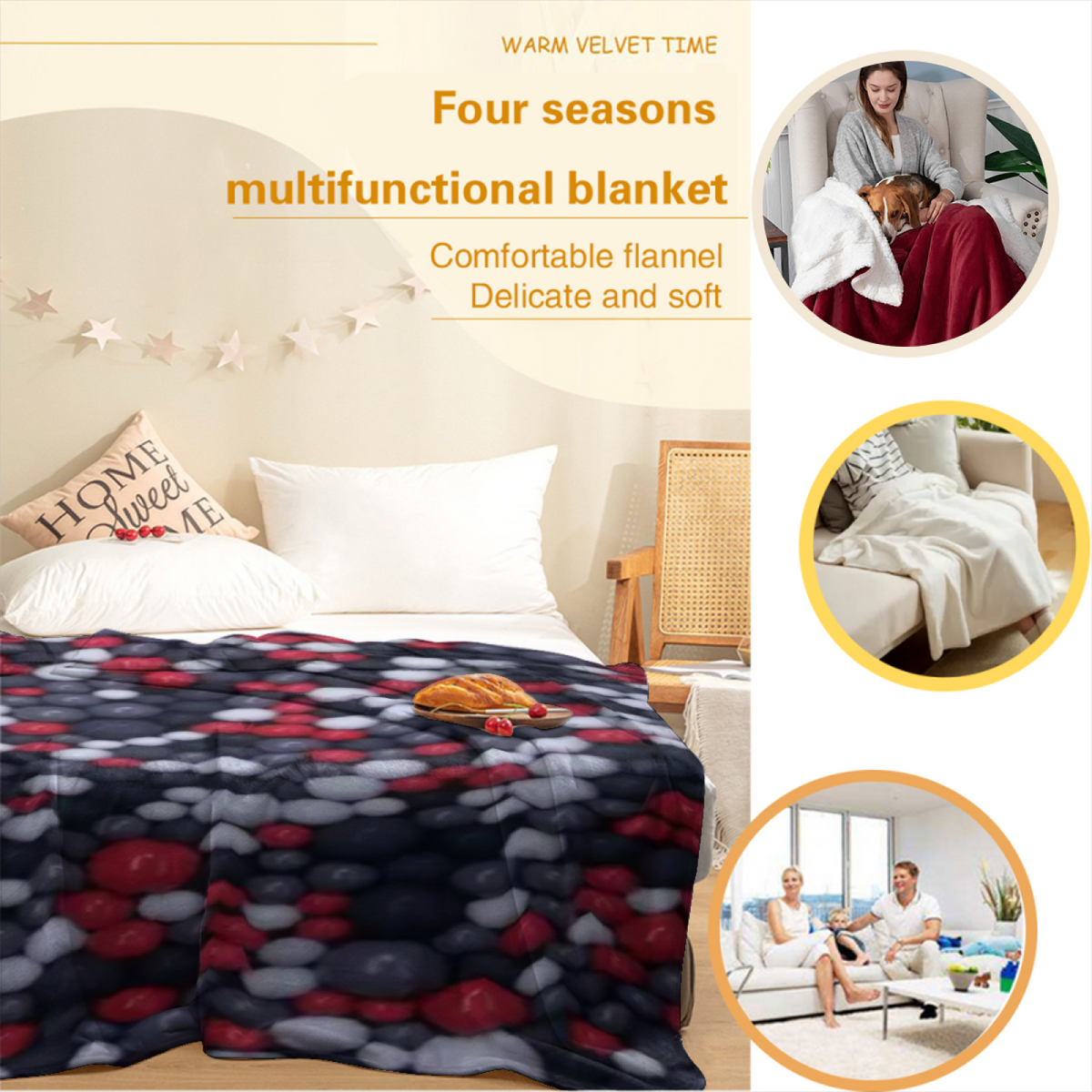 Orchard & Whisper Playful Graphic Plush Flannel Throw