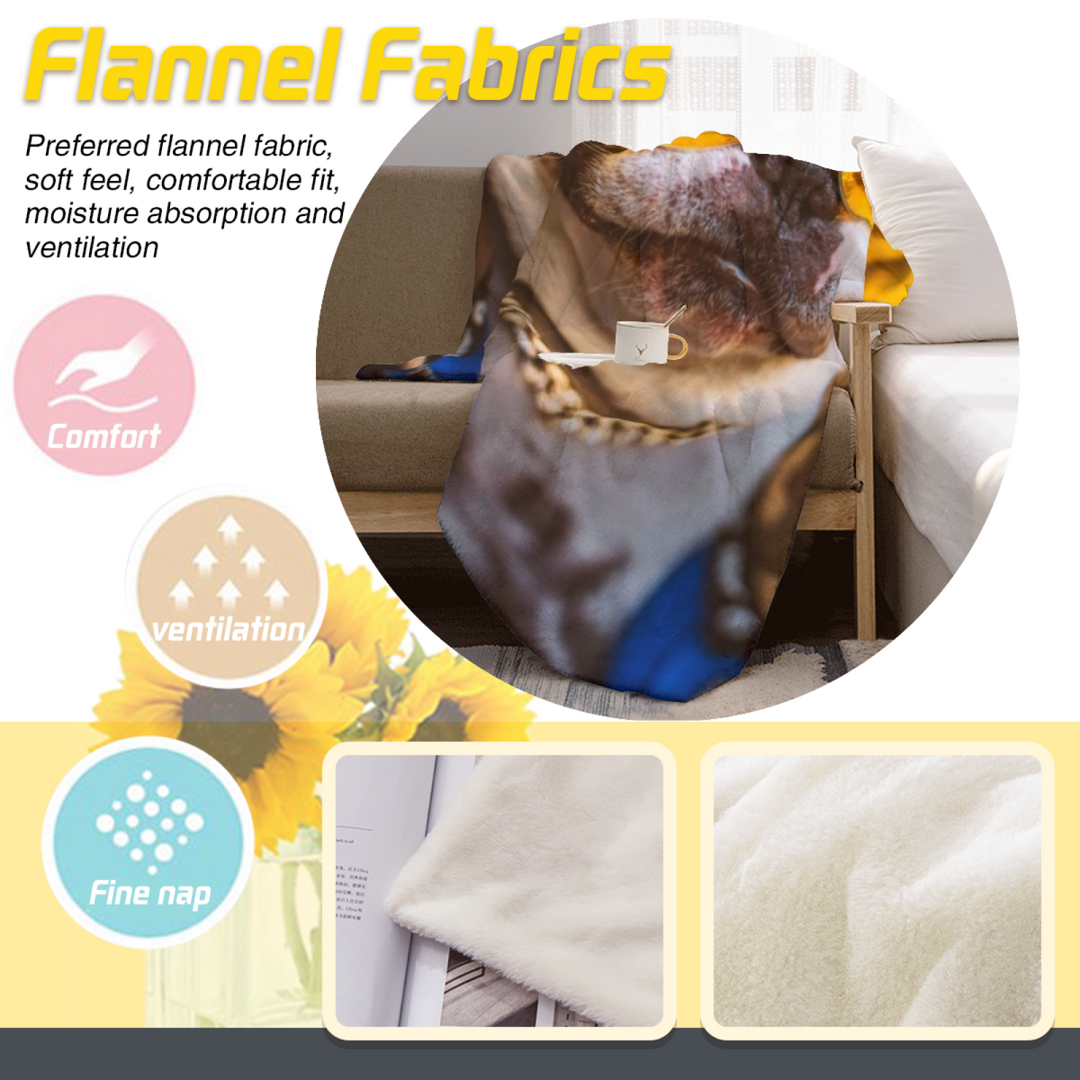 Modern Soft Neutral Orchid Rhythm Cozy Flannel Bed Blanket