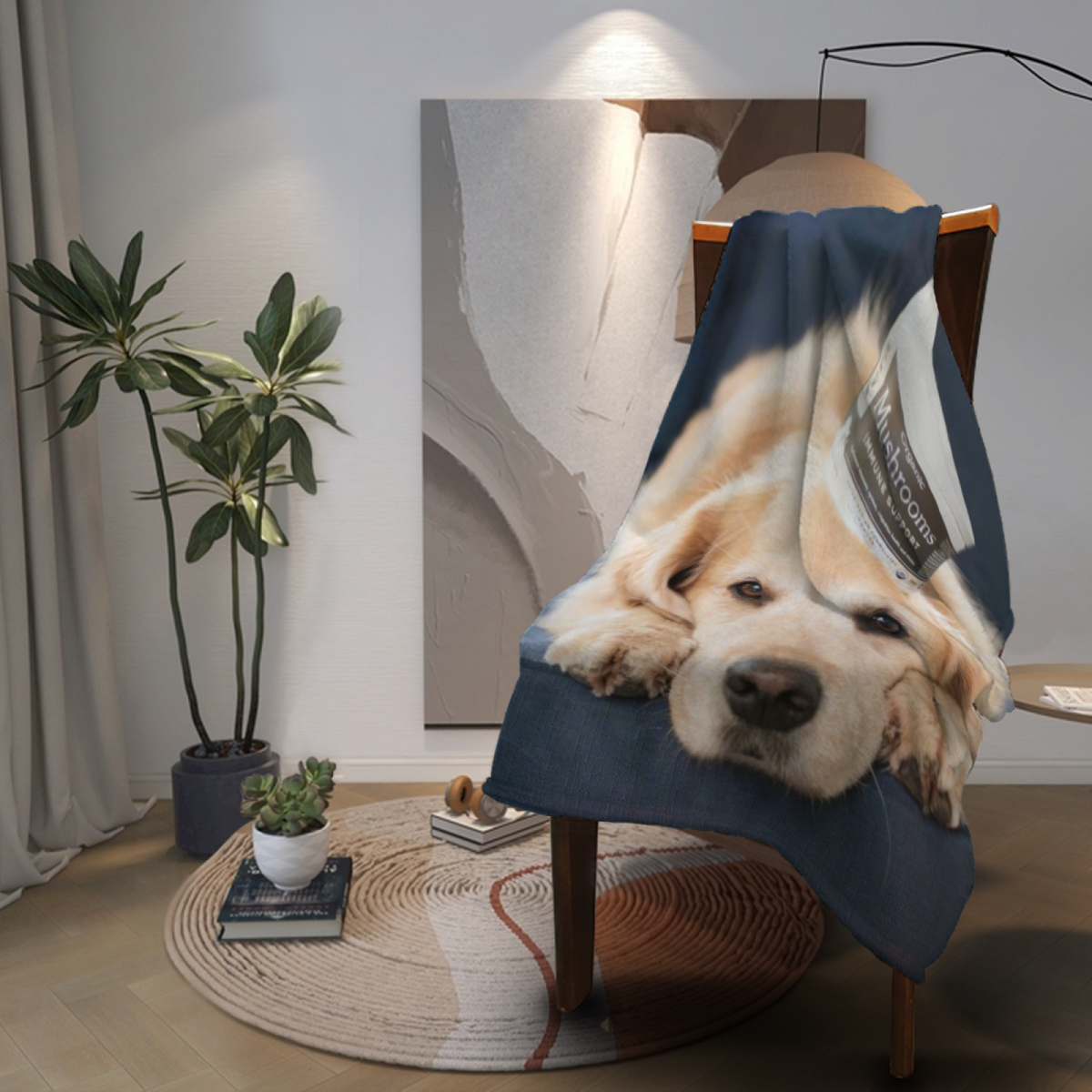 Cobalt Story Soft Neutral Art All-Season Flannel Blanket