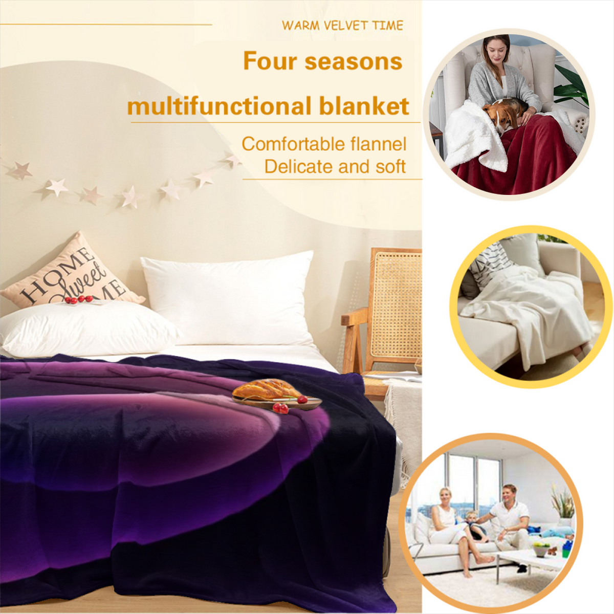 Soft Minimalist All-Season Flannel Blanket ¨C Riverstone Flora Collection