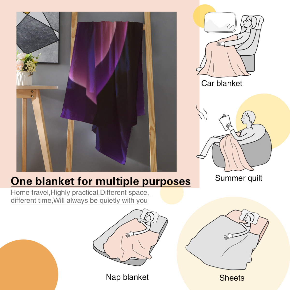 Soft Minimalist All-Season Flannel Blanket ¨C Riverstone Flora Collection