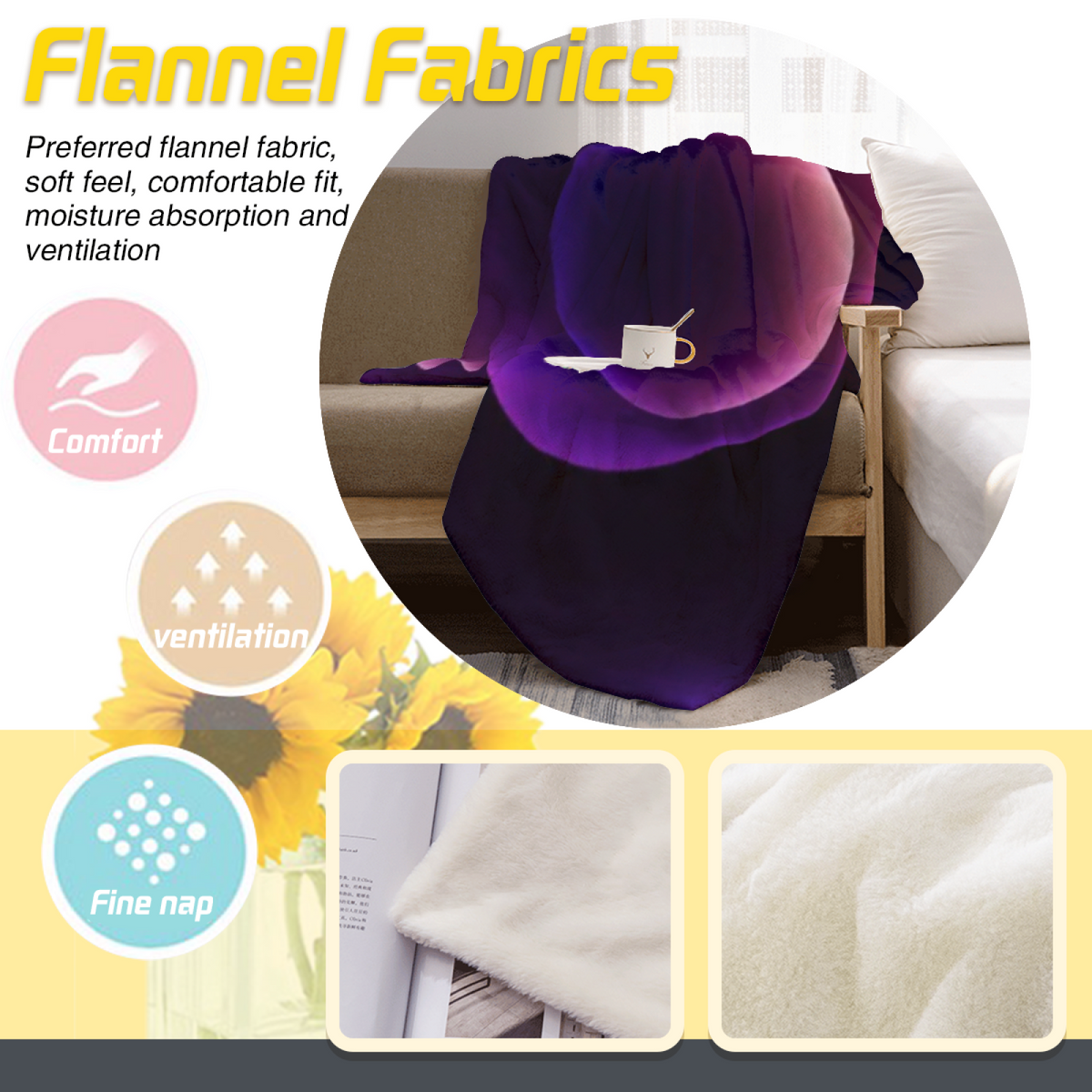 Soft Minimalist All-Season Flannel Blanket ¨C Riverstone Flora Collection