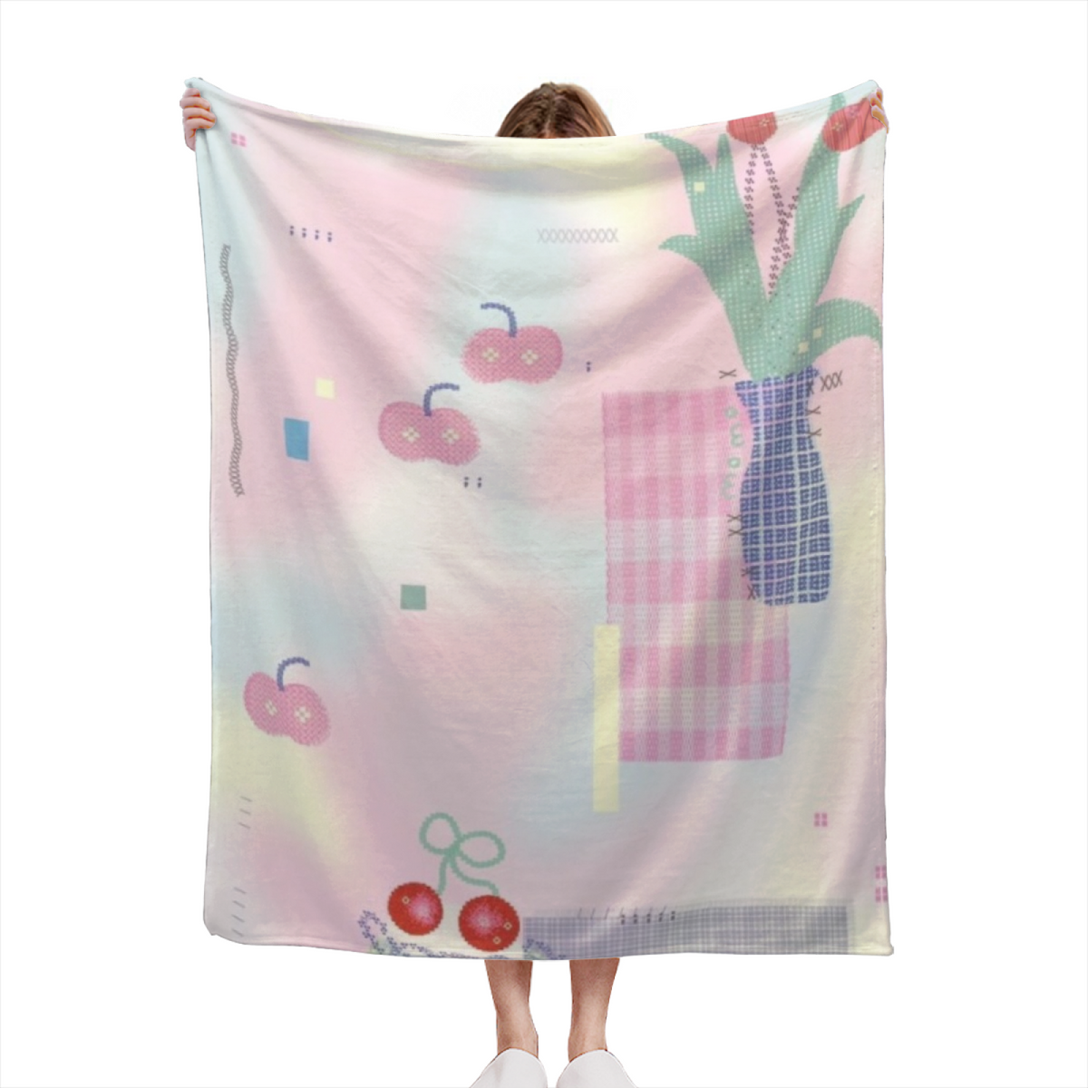 Ember Petal Retro Pattern Lightweight Flannel Throw