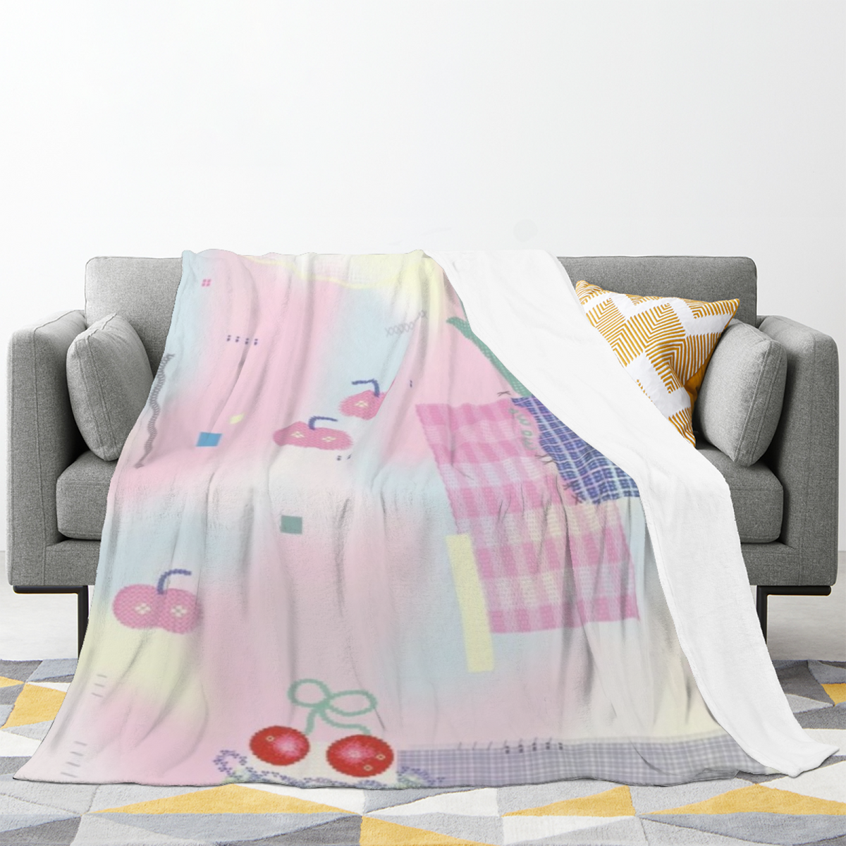 Ember Petal Retro Pattern Lightweight Flannel Throw