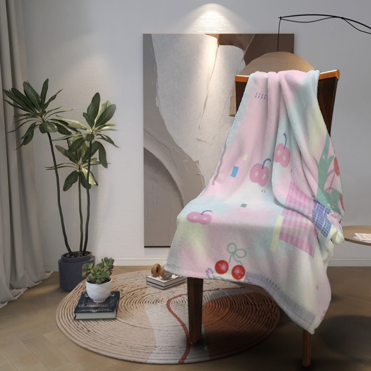 Ember Petal Retro Pattern Lightweight Flannel Throw