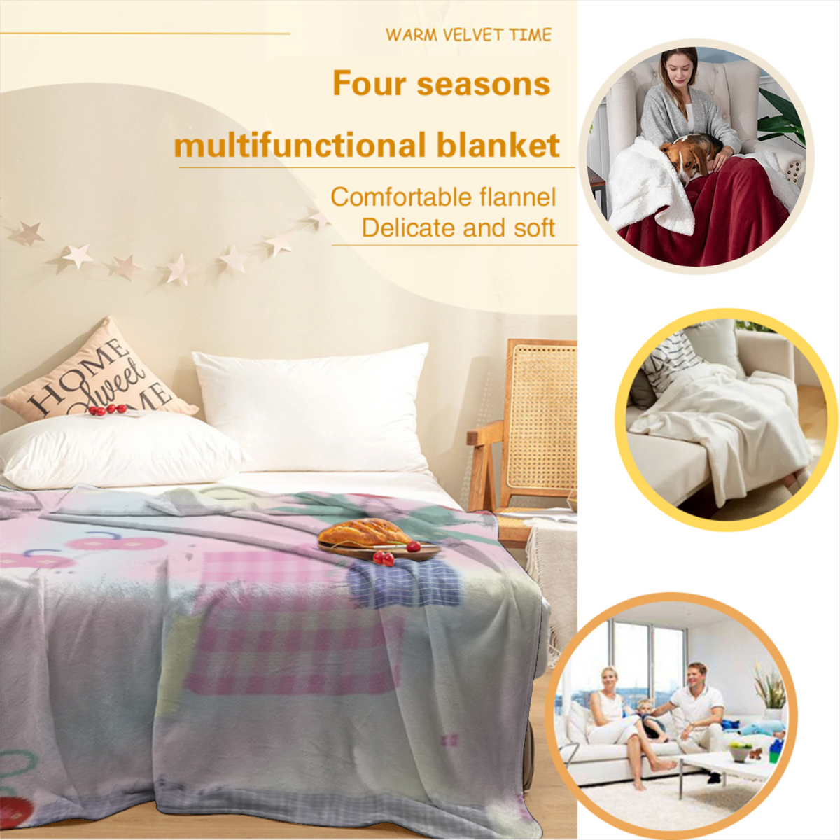 Ember Petal Retro Pattern Lightweight Flannel Throw