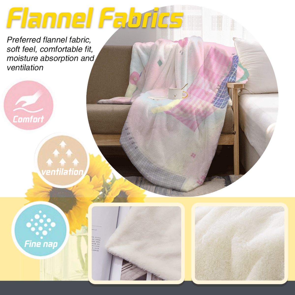 Ember Petal Retro Pattern Lightweight Flannel Throw