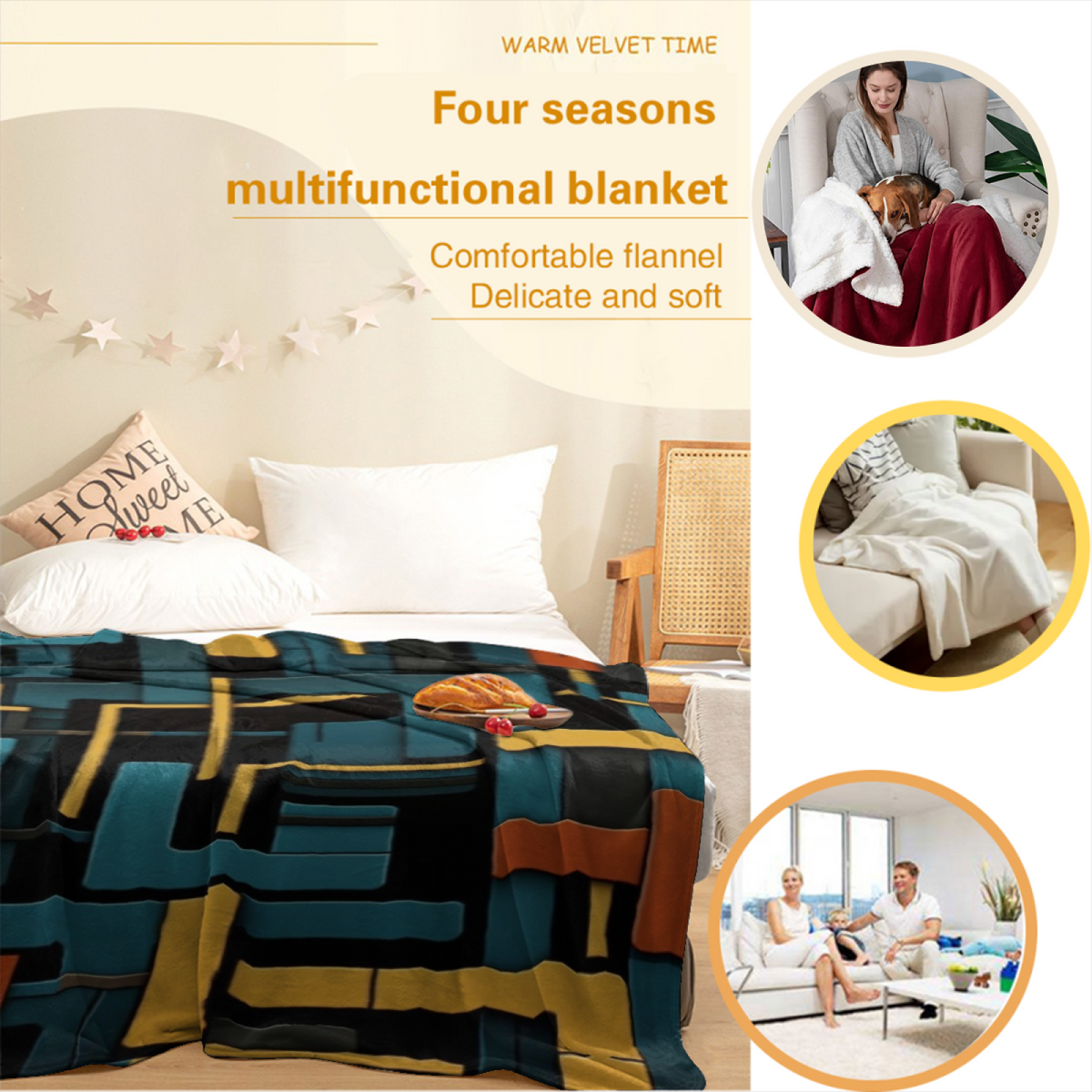 Cinnamon Thicket Soft Neutral Art Decorative Flannel Blanket