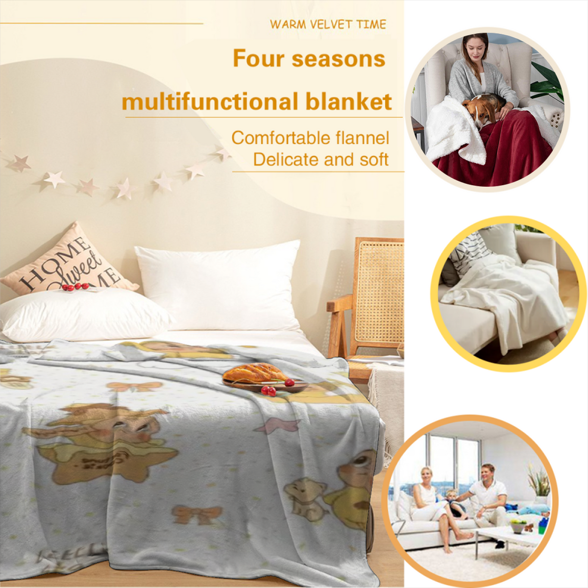 Mossy Thicket Pastel Multicolor Modern Art Decorative Flannel Blanket