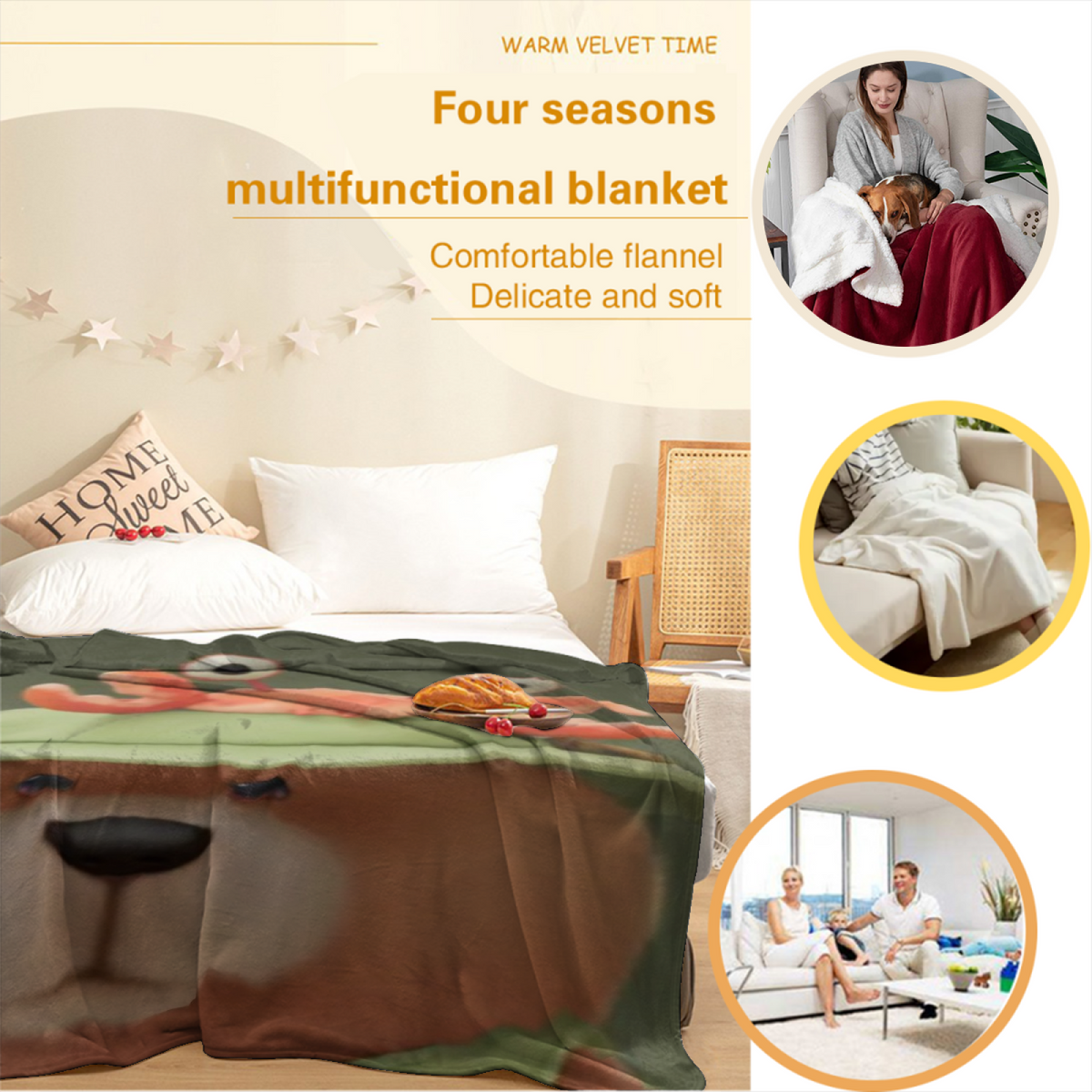 Frosted Ripple Home Accent Soft Flannel Blanket ¨C Warm Coral