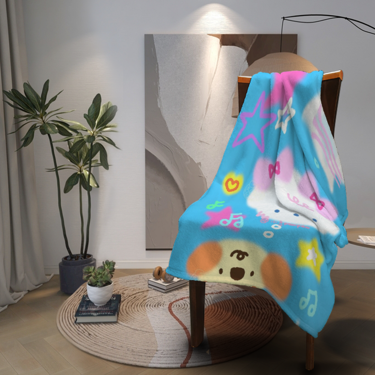 Cedar Drift Modern Pattern Plush Flannel Throw
